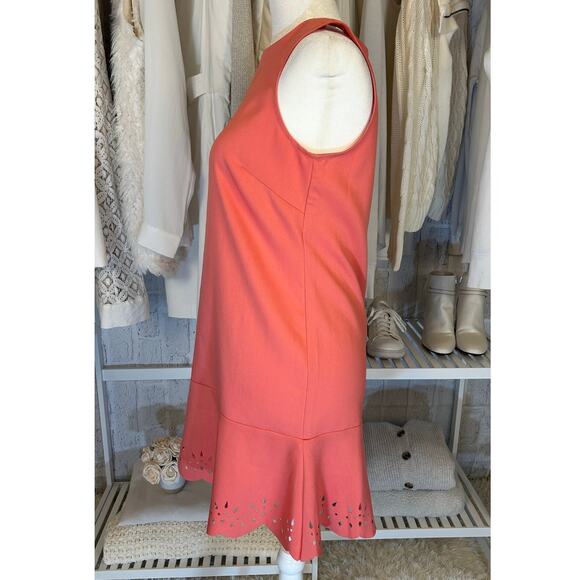 Loft Women's Size 0 Petite Women's Coral Pink Laser Cut Hem Sheath Dress #0426 - Picture 3 of 10